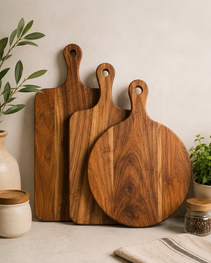 Acacia Wood Serving & Cutting Boards – Set of 3