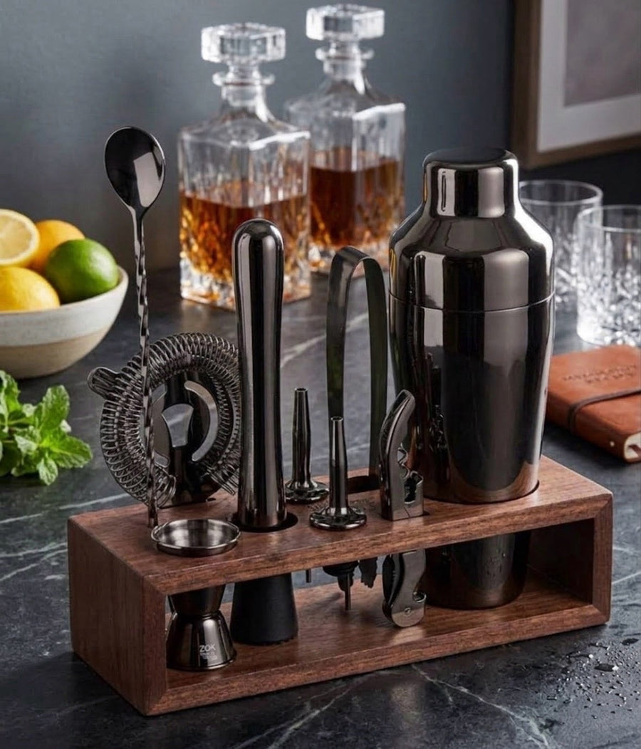 Acacia Wood Bar Tool Organizer & Storage Rack