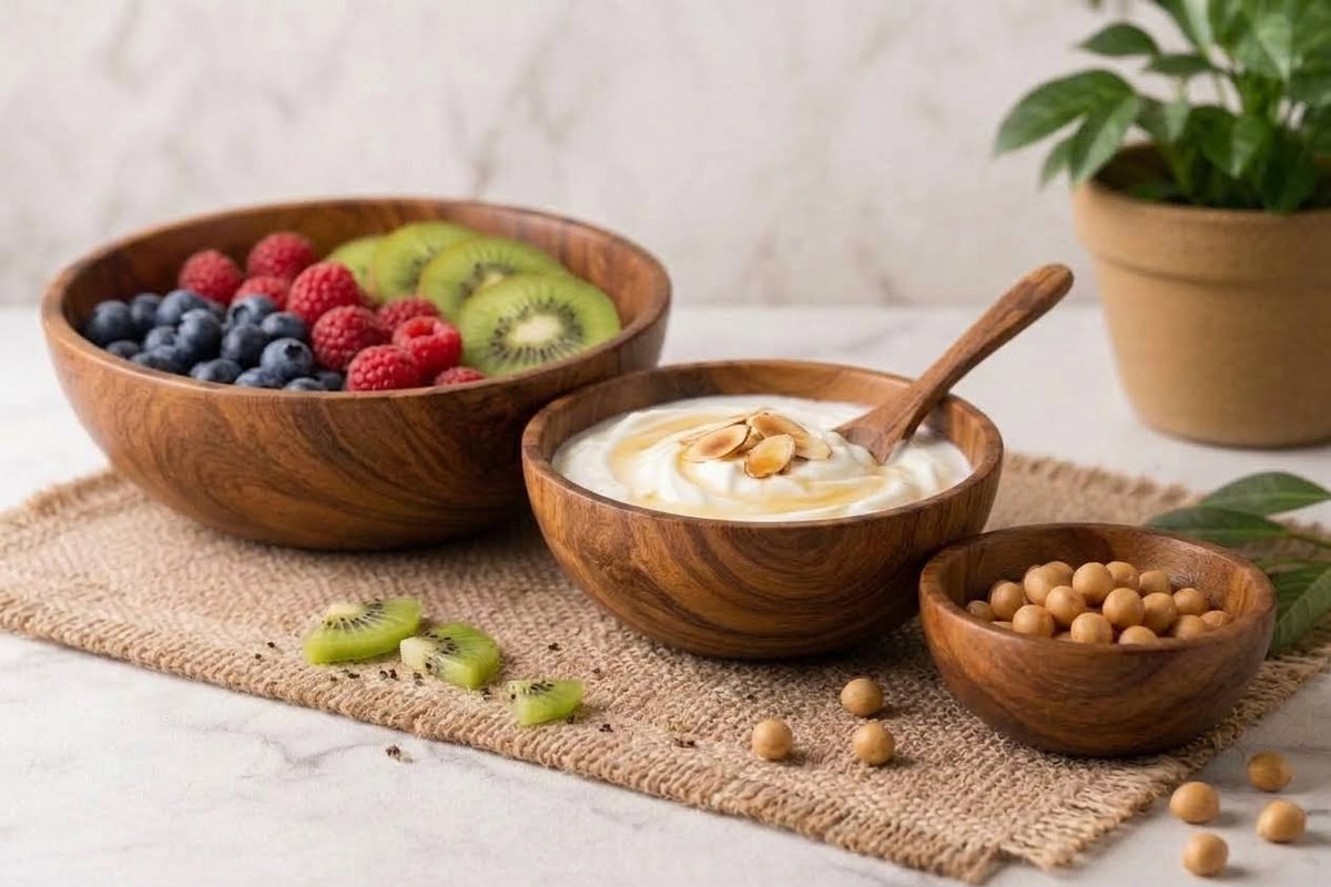 Handcrafted Wooden Serving Bowl Set of 4